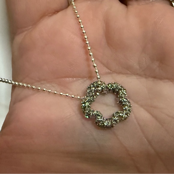 Coach Dainty Floating Tea Rose Zirconia Pendant .925 Sterling Silver Necklace - Picture 8 of 9